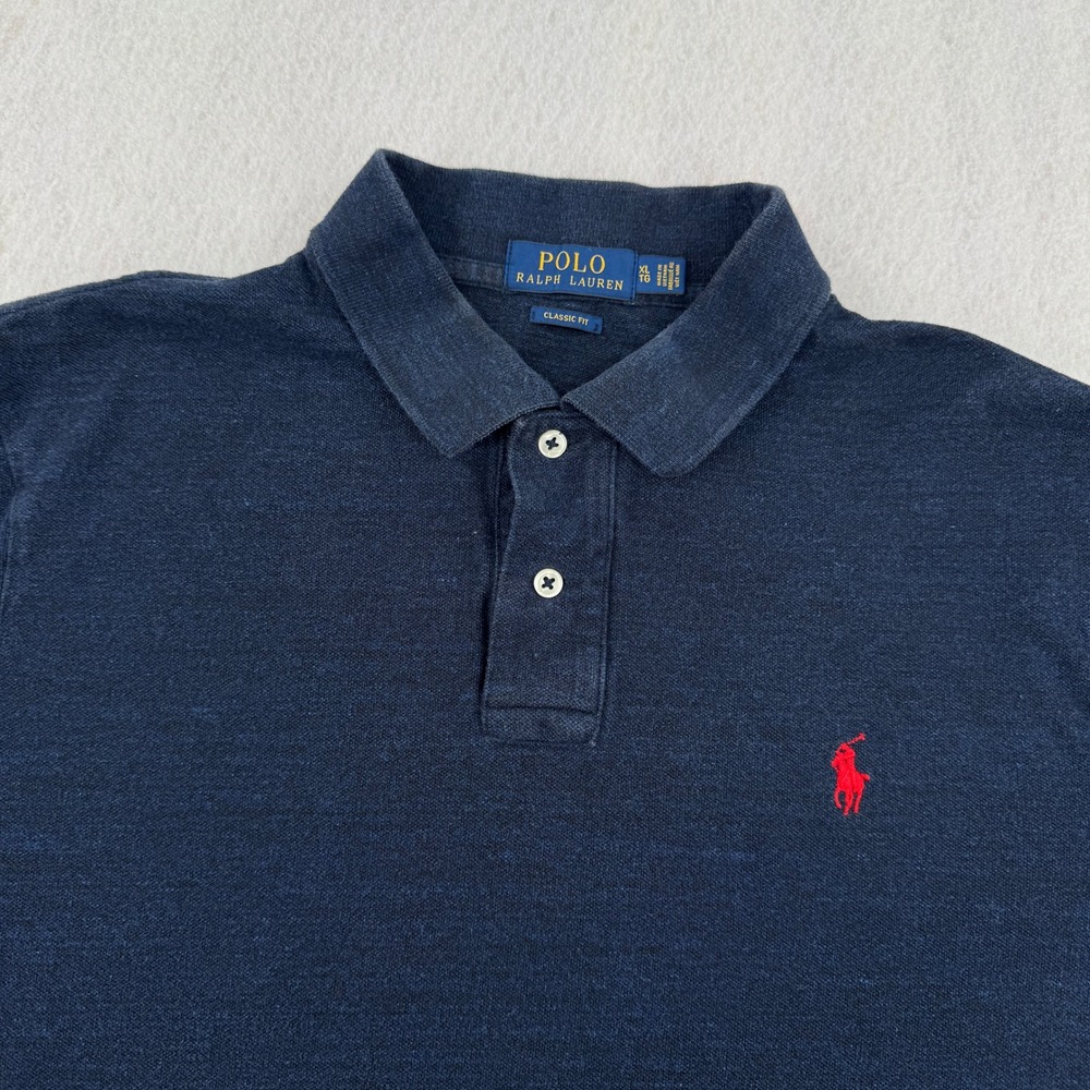 Polo Ralph Lauren Mens XL Classic Fit Short Sleeve Polo Navy Blue Heathered